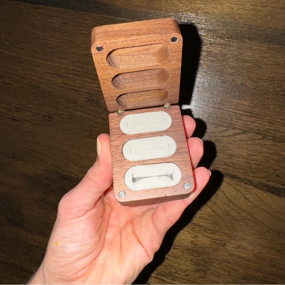 Wooden Ring Box Jewelry Organizer - Brown